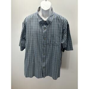 Wrangler Mens sz 3X Casual Button Up Shirt Blue Plaid Short Sleeve Collared
